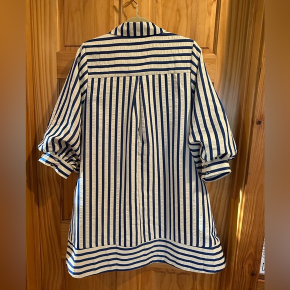 entro Blue and White Striped Dress Top - Picture 2 of 4